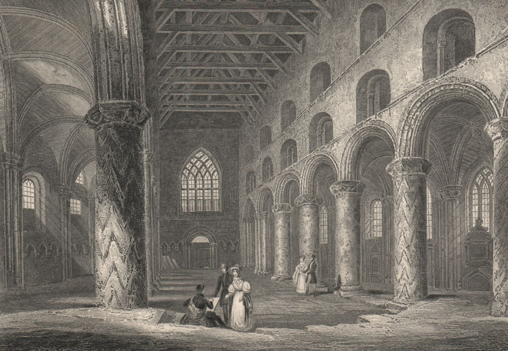Interior of Dunfermline Abbey. Scotland. STEWART 1868 old antique print